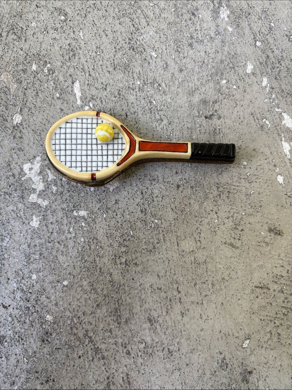 Limoges handpainted tennis racket trinket box